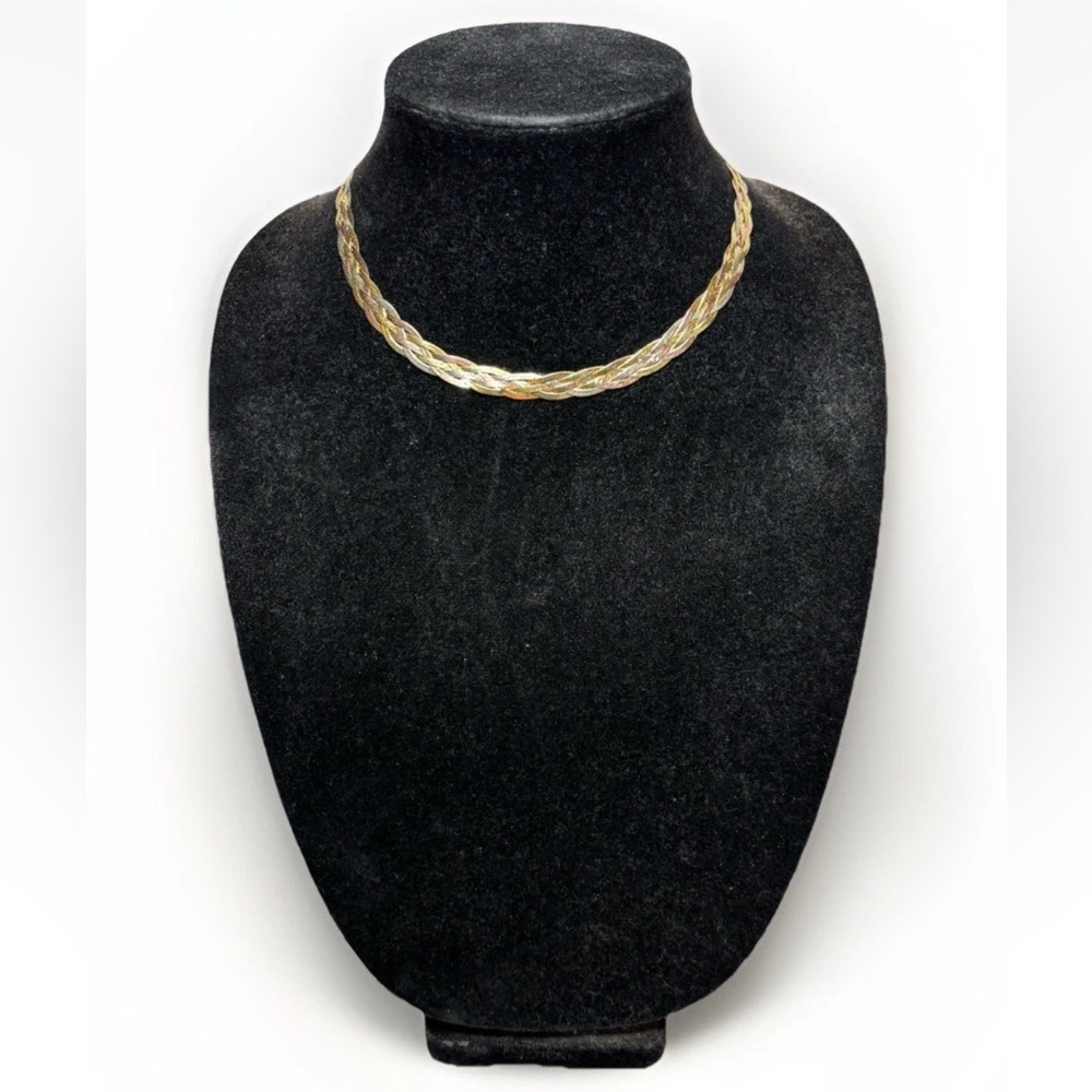 Tritone Sterling Silver Serpentine Weave Braided Link 16-inch Necklace#3783